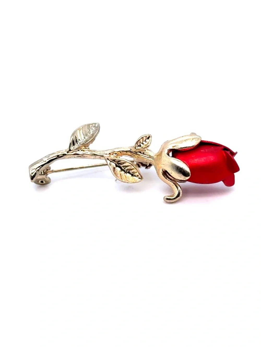 Gold-Tone Red Rose Brooch‎ Pin